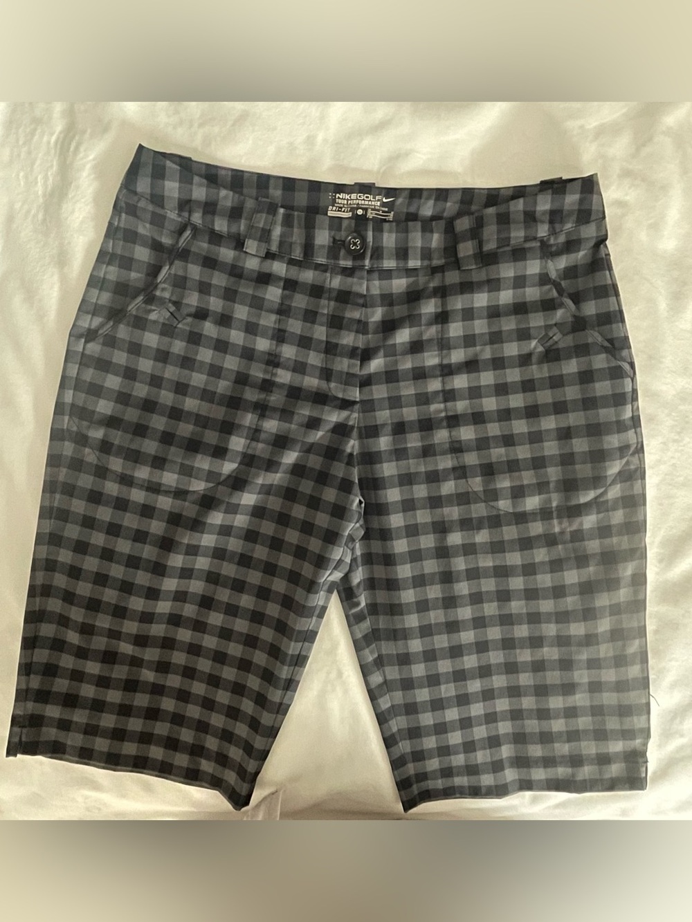 Nike Men's Black & Gray Check Chino Shorts